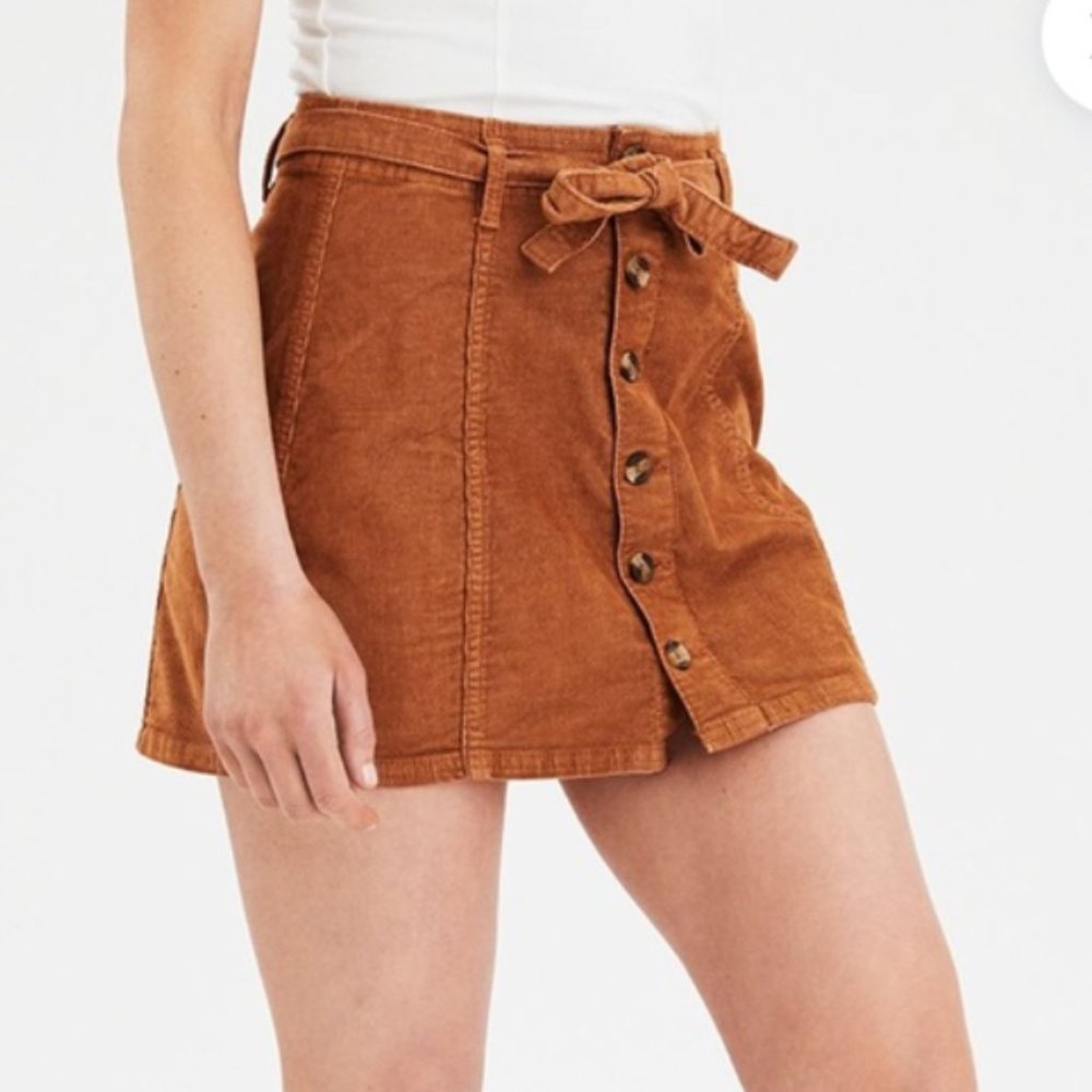 Corduroy a line button up skirt